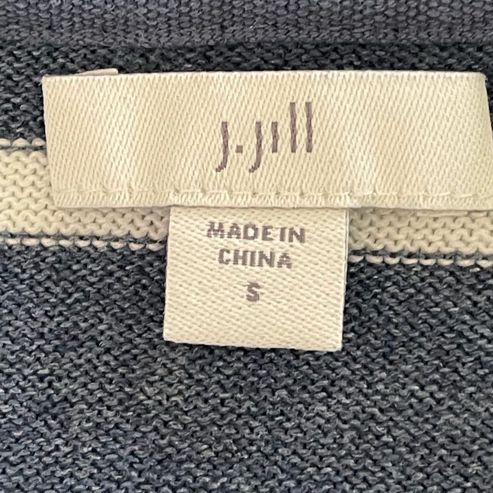 J Jill Striped Floral Embroidered Hooded Pullover Sweater Women size Small - Picture 7 of 11
